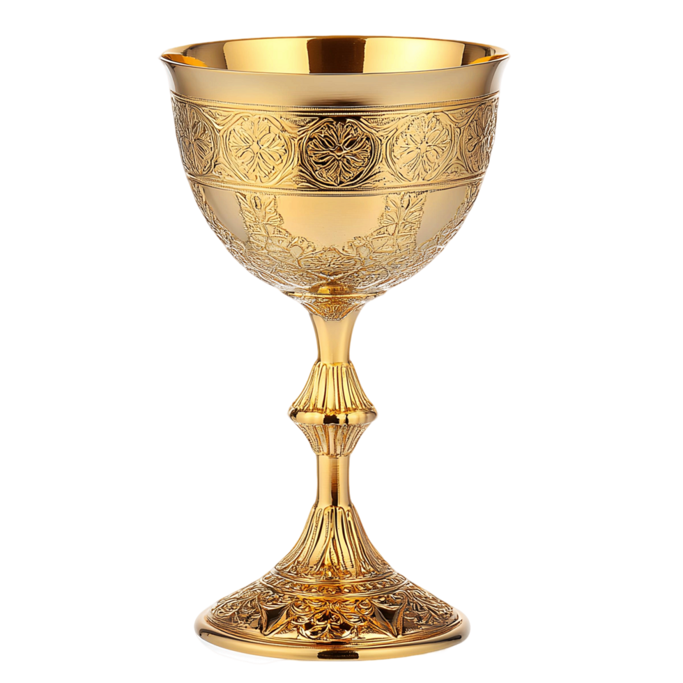 Intricately Designed Golden Goblet with Royal Flair png
