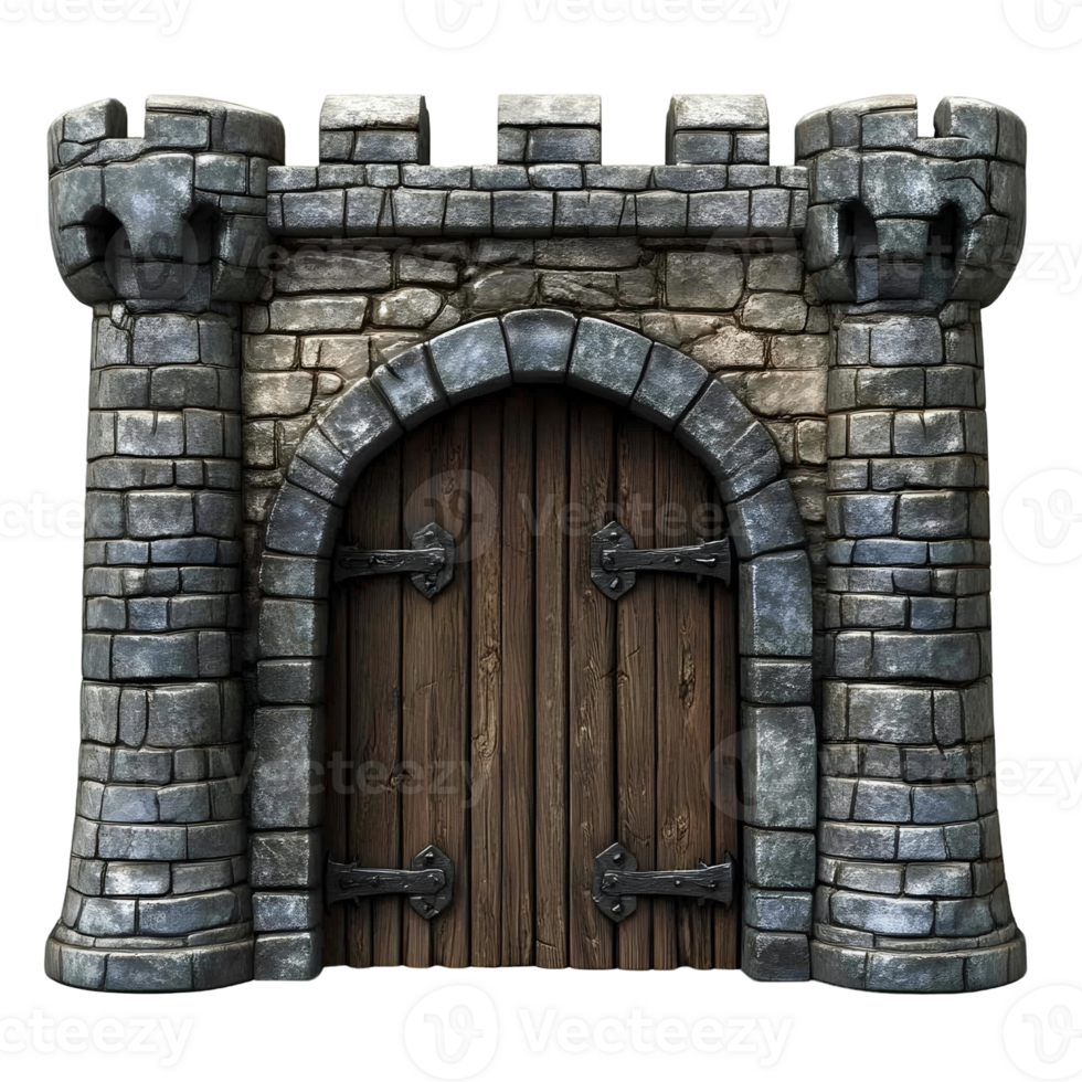 Ominous Castle Dungeon Entryway with Heavy Doors png