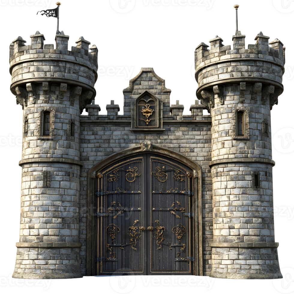 Majestic Entry Gates Leading to a Royal Castle png