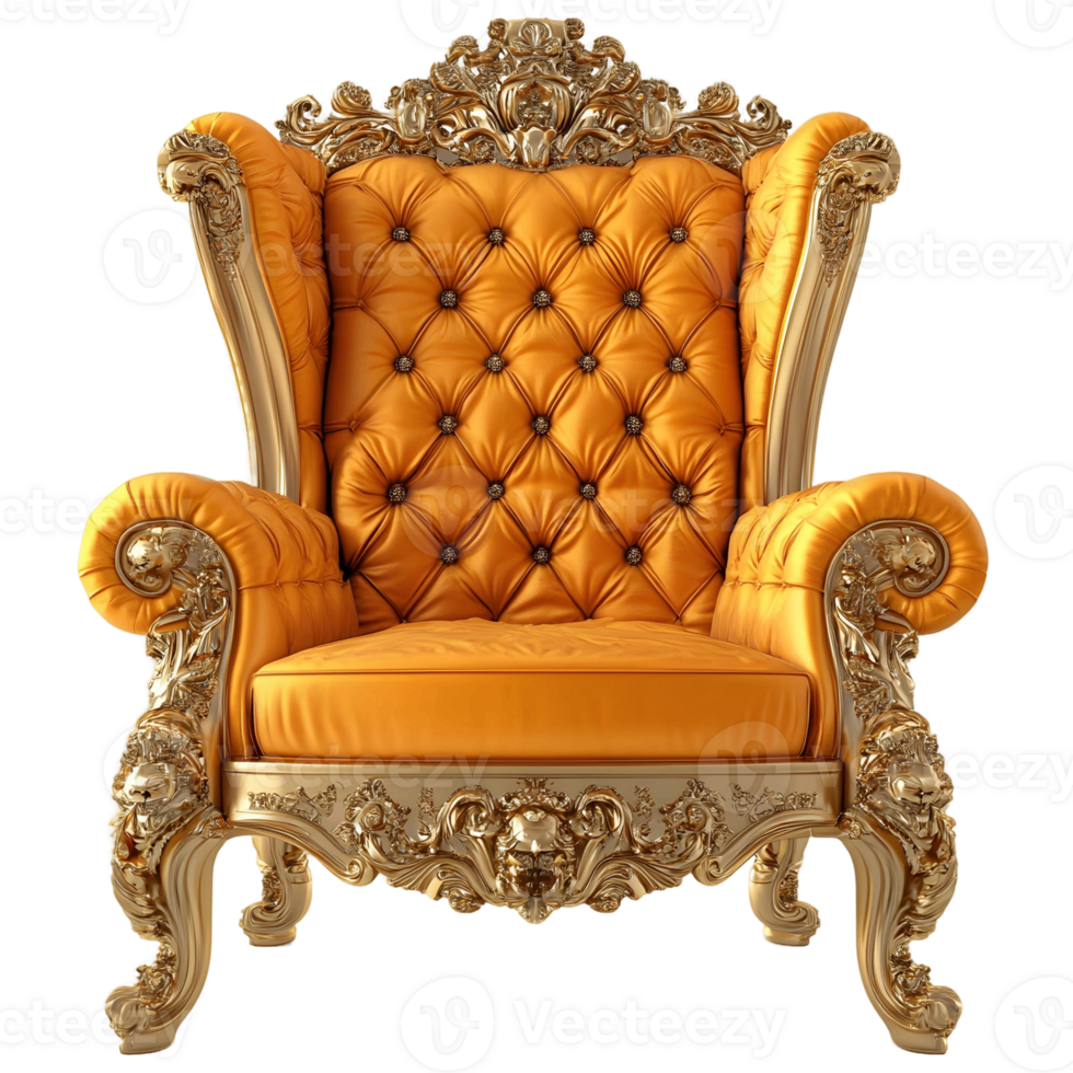 Luxurious Throne with Ornate Upholstery Design png