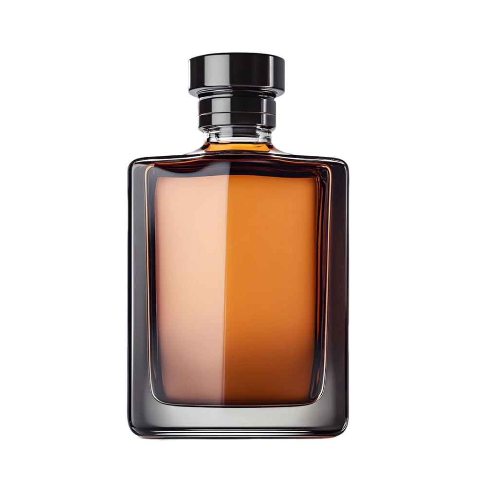 Bottle of perfume with a black cap png