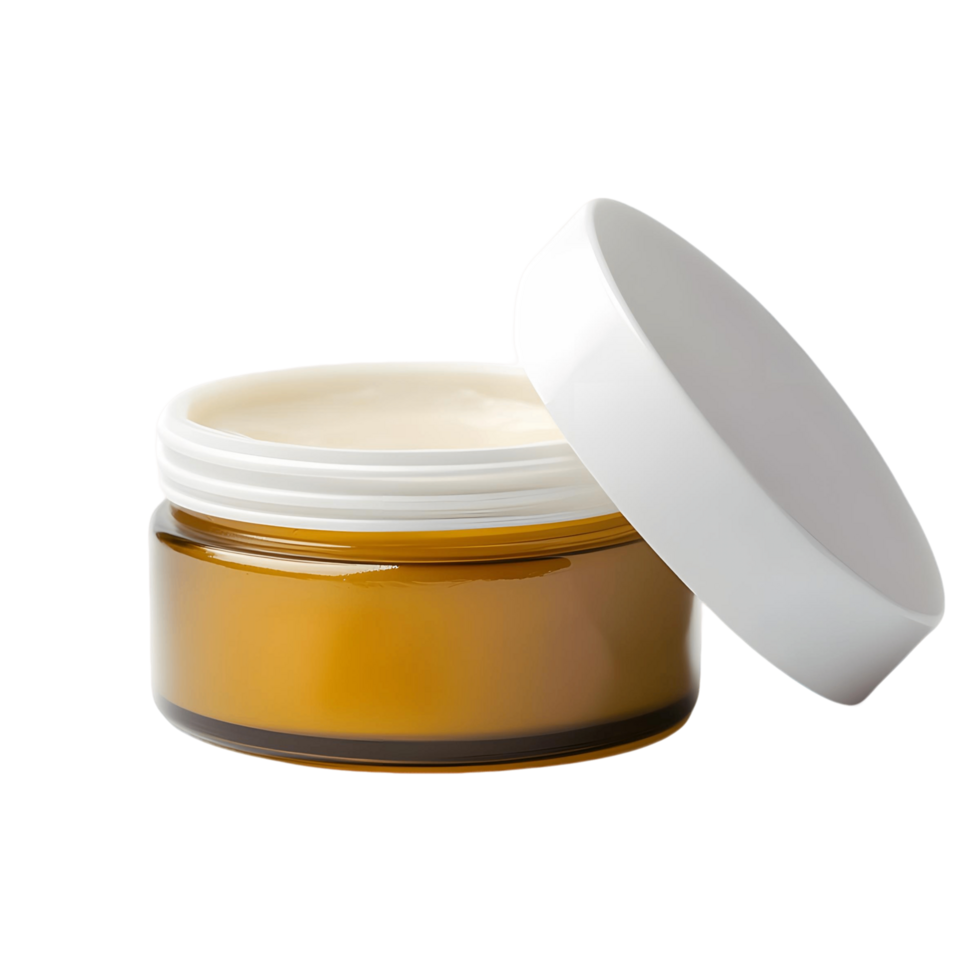 Jar of Cream Opened and Resting on a Transparent Background png