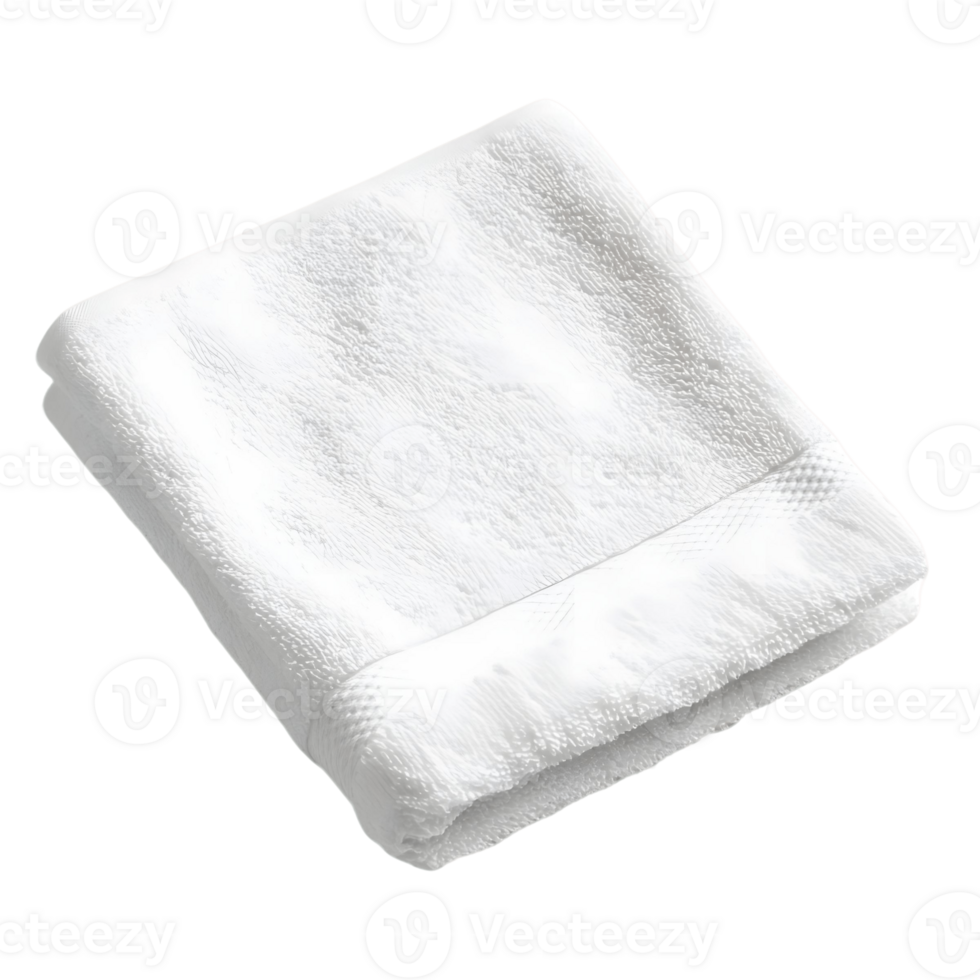 White towel is folded and placed on a transparent background png