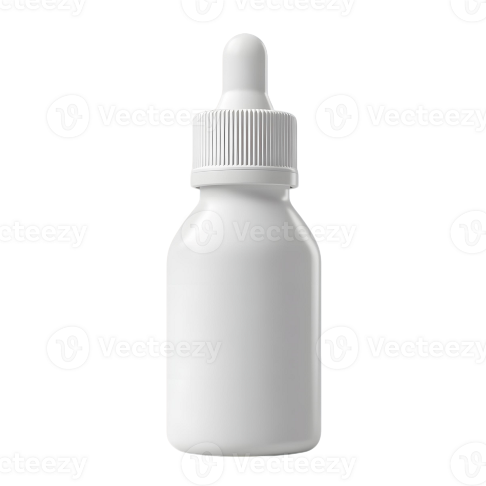 White Bottle with a White Cap Displayed on Transparent Background png