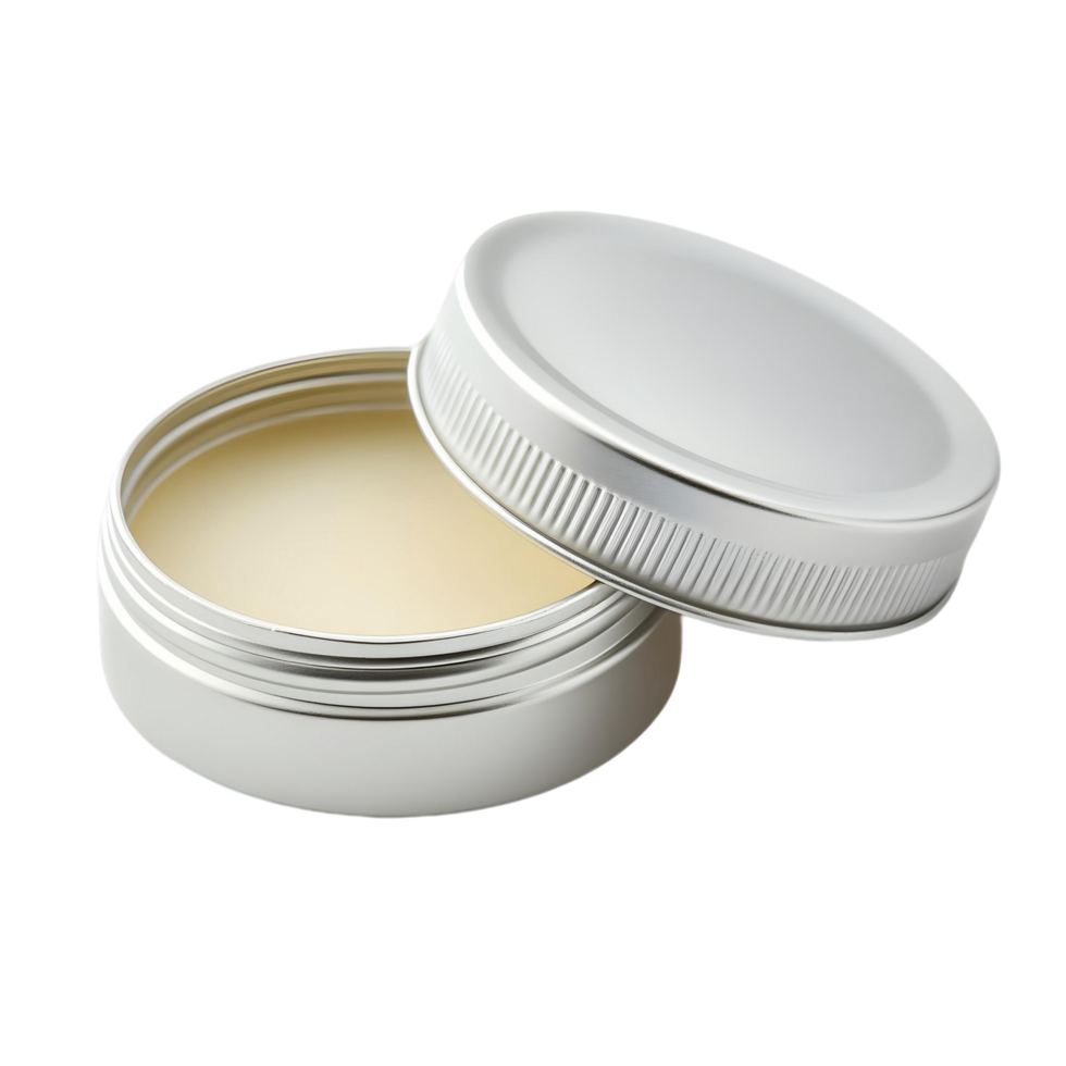 Jar of Lip Balm Opened and Resting on Transparent Background png