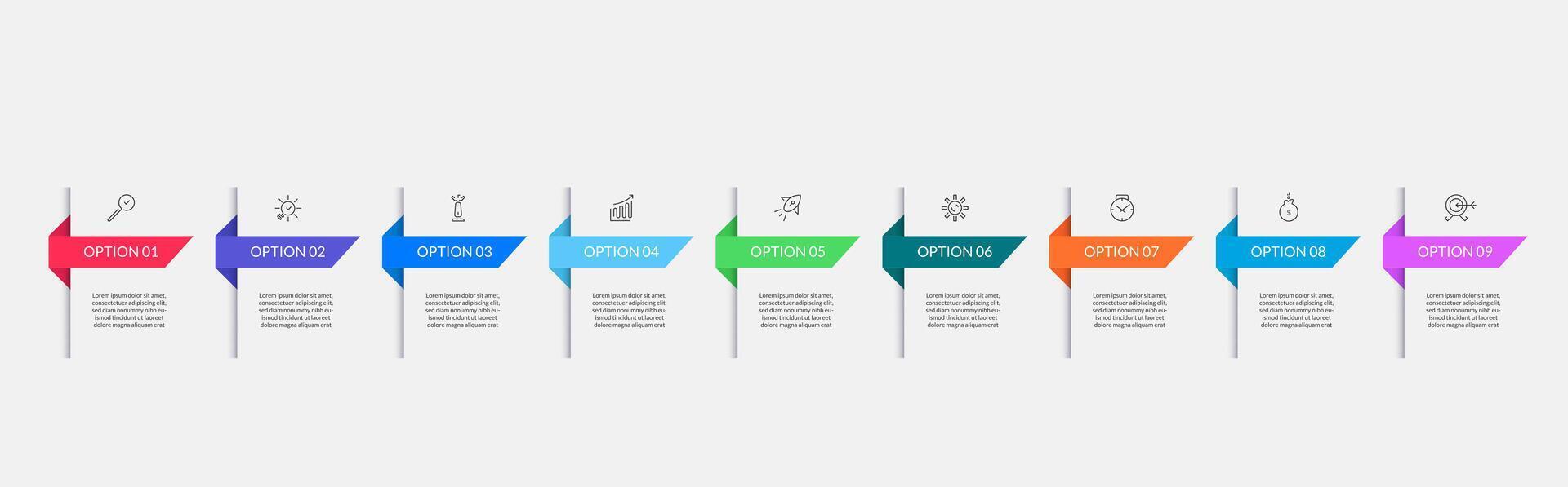 Infographic design business template with icons and 9 options or steps., vector