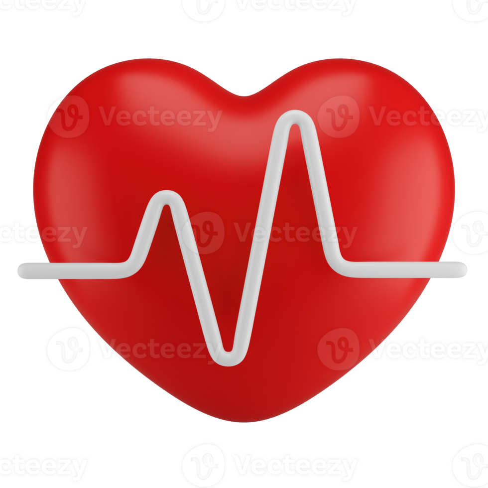 Stylized heart with pulse line. Isolated on transparent background png