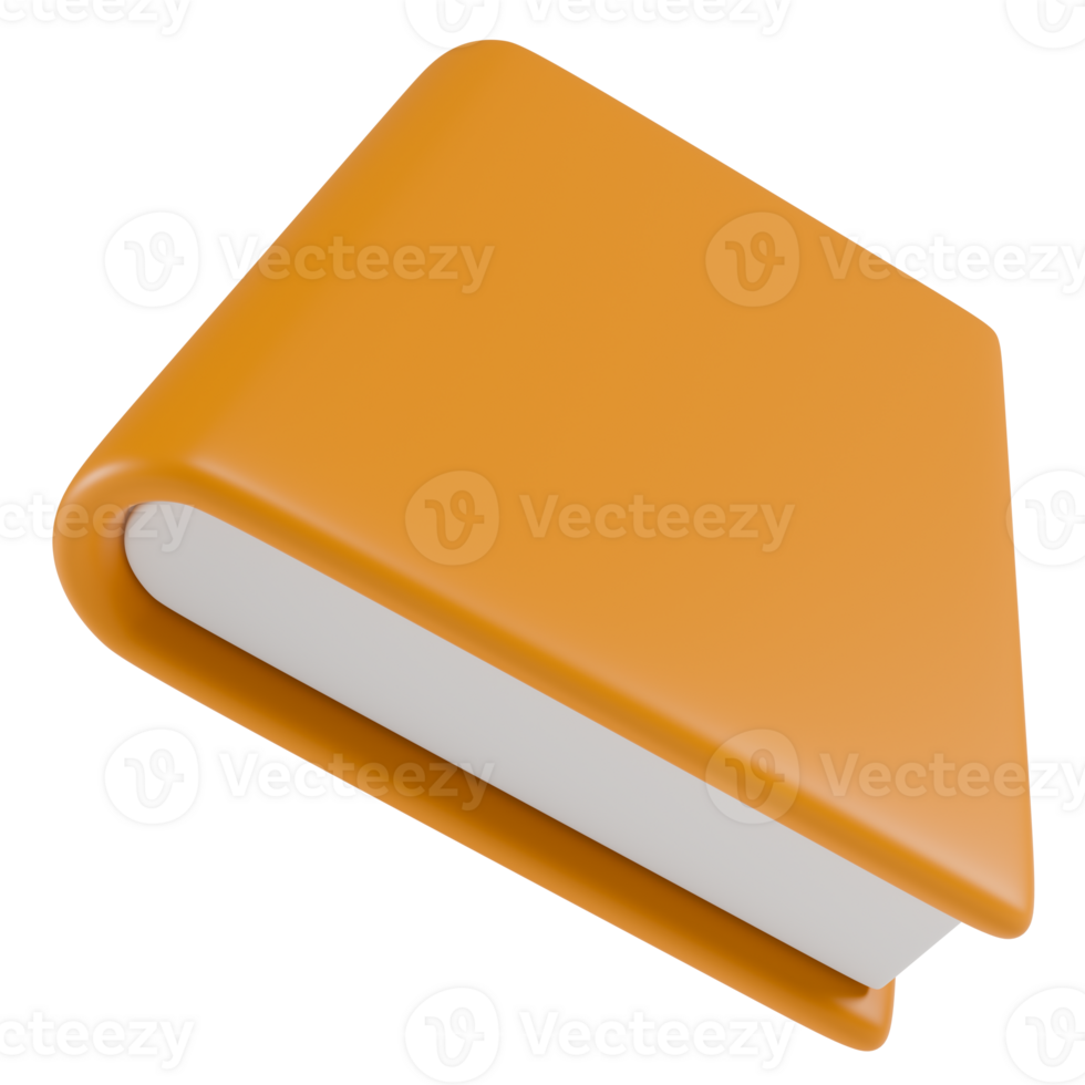 Stylized orange book. Isolated on transparent background png