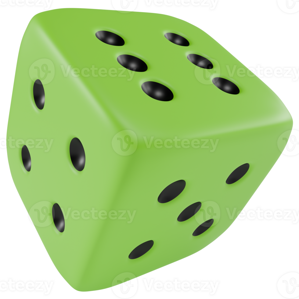 Stylized green dice. Isolated on transparent background png