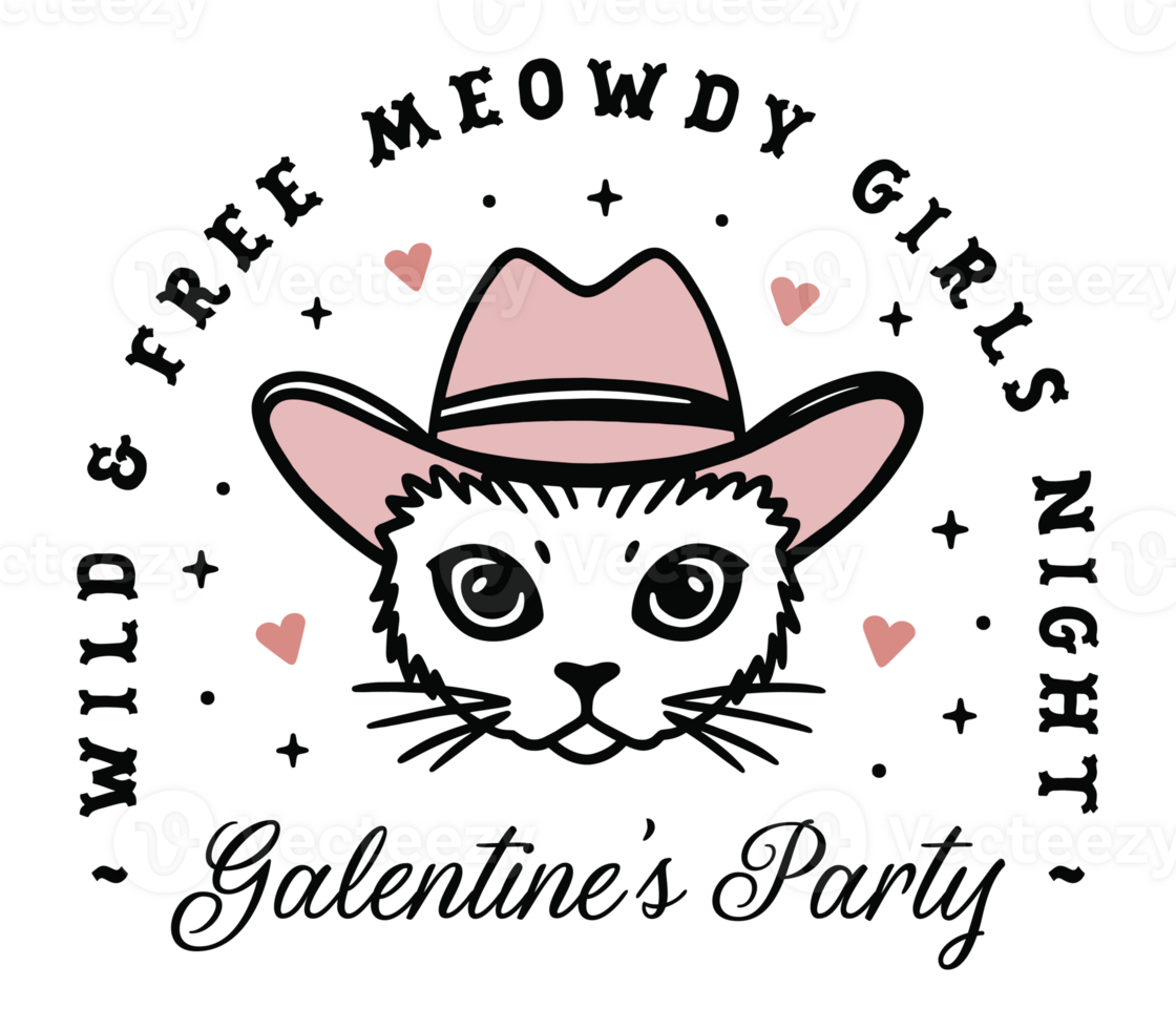 Galentines party girls night cowgirls club cat cowboy hat country theme Galentines party girls night cowgirls club cat cowboy hat country theme