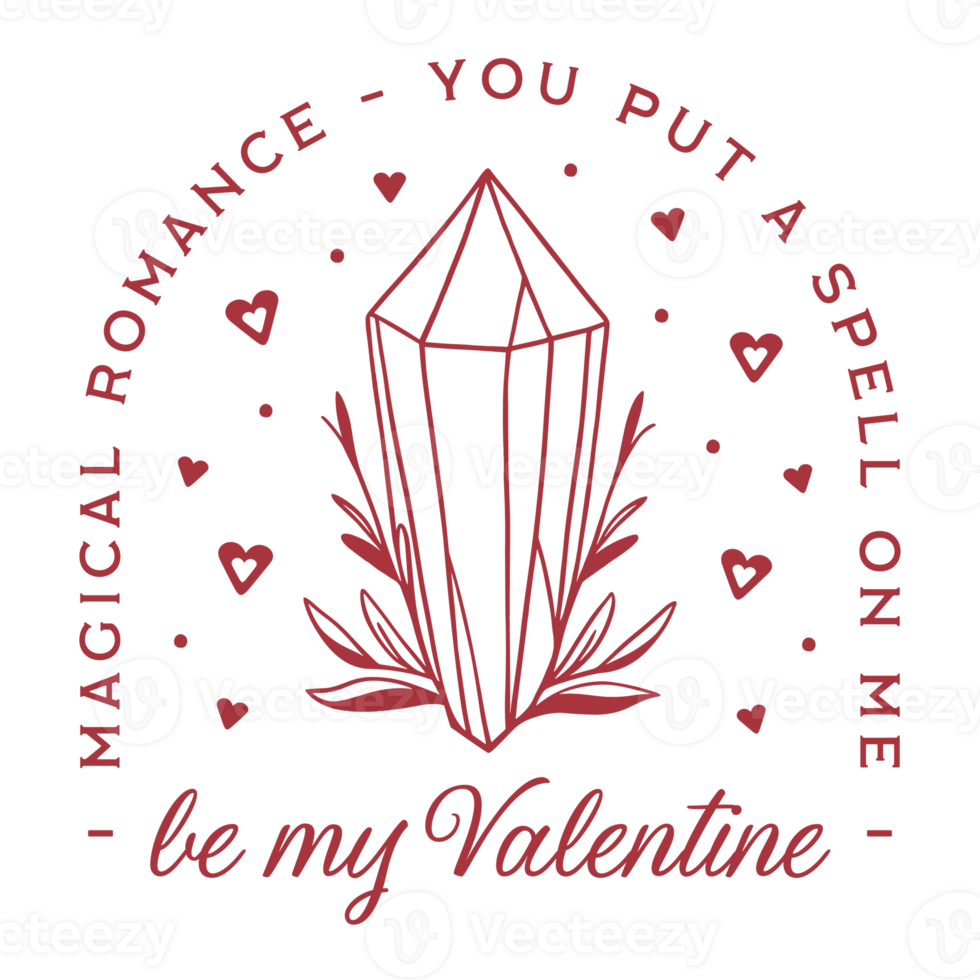 Be my Valentine witch magic romance funny Valentines Day love potion quotes you put a spell on me witchy magical crystal retro red aesthetic spiritual girlfriend shirt design transparent background png