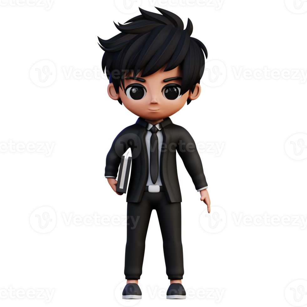 3d illustration Businessman Character Bring A Book png
