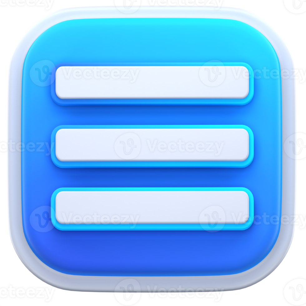 3d illustration hamburger menu png