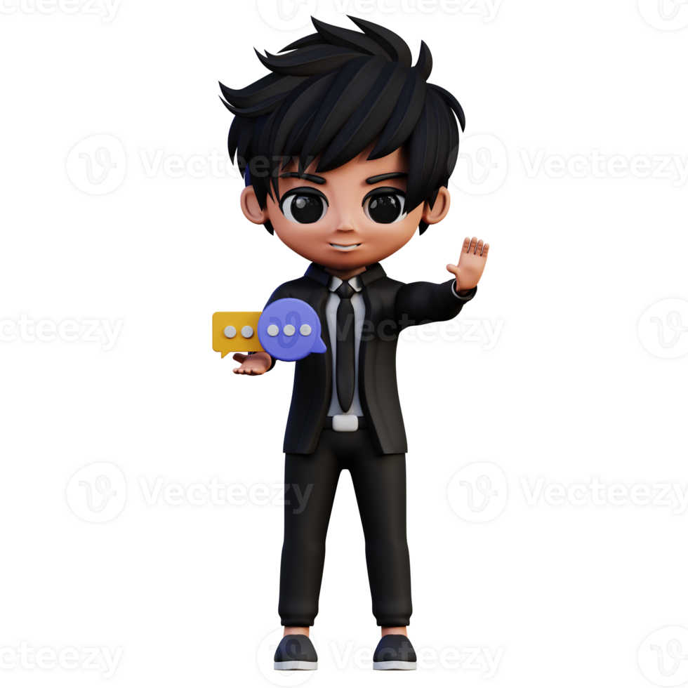3d illustration Businessman Character Chat png