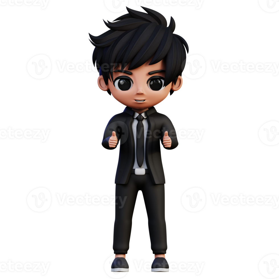3d illustration Businessman Character Showing Thumbs Up png