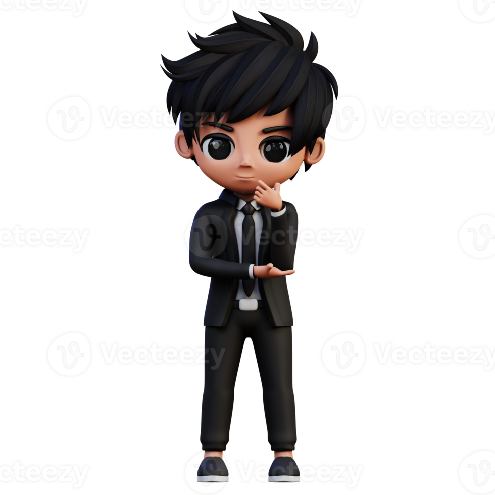 3d illustration Businessman Character Thinking png