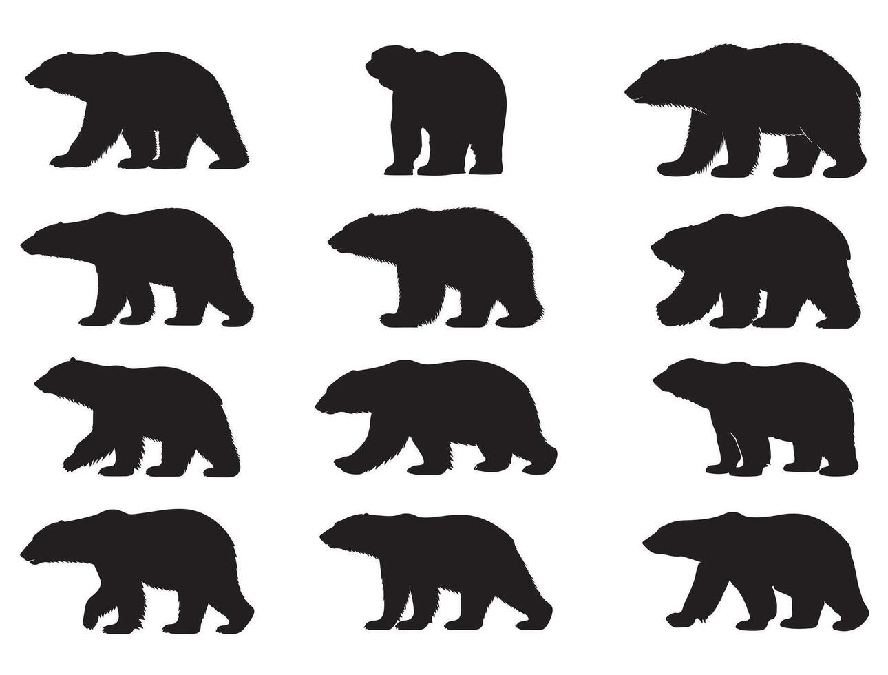Polar bear silhouette white background vector