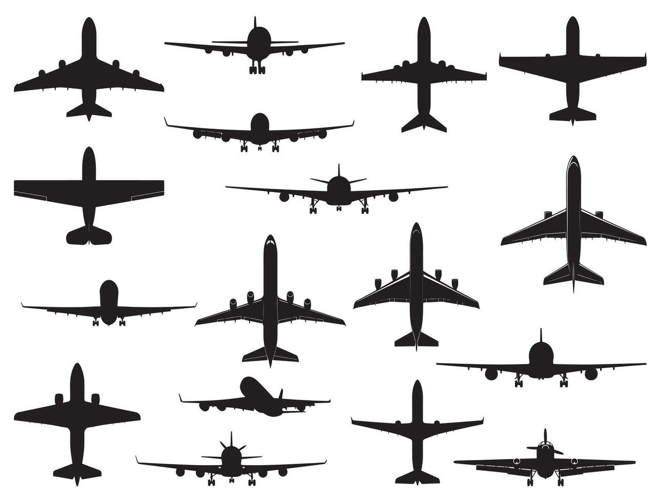 Plane silhouette white background vector