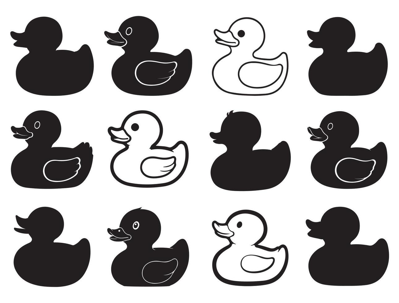 Rubber duck silhouette white background vector