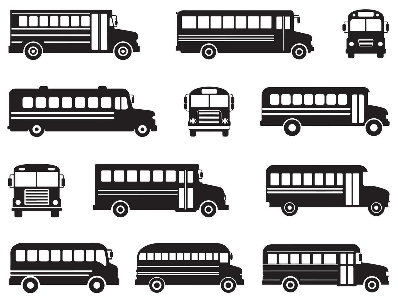 School bus silhouette white background vector