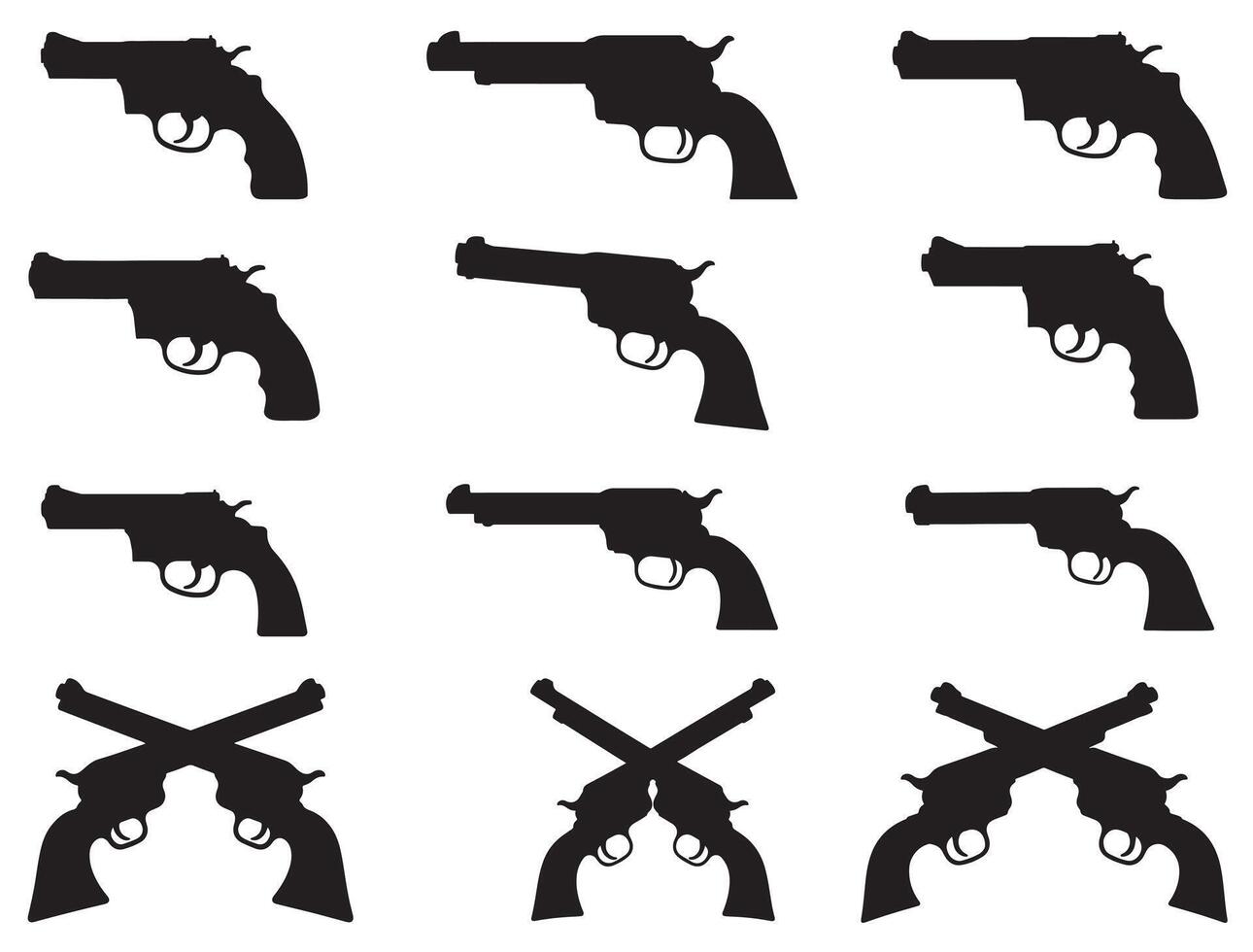 Revolvers silhouette white background vector