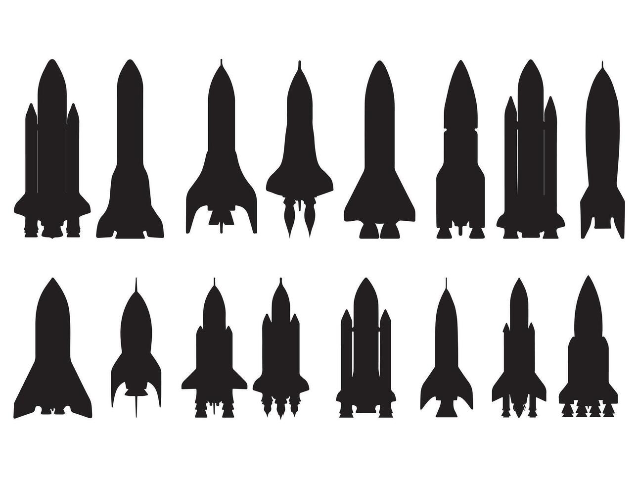 Rockets silhouette white background vector