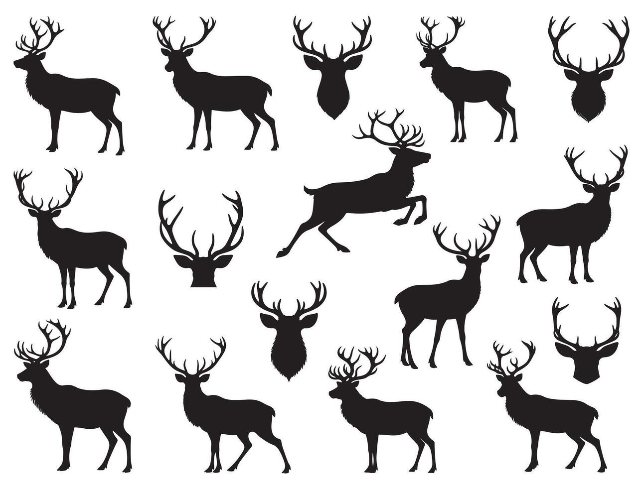 Reindeer silhouette white background vector