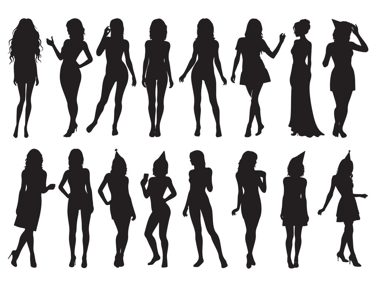 Party Girls silhouette white background vector