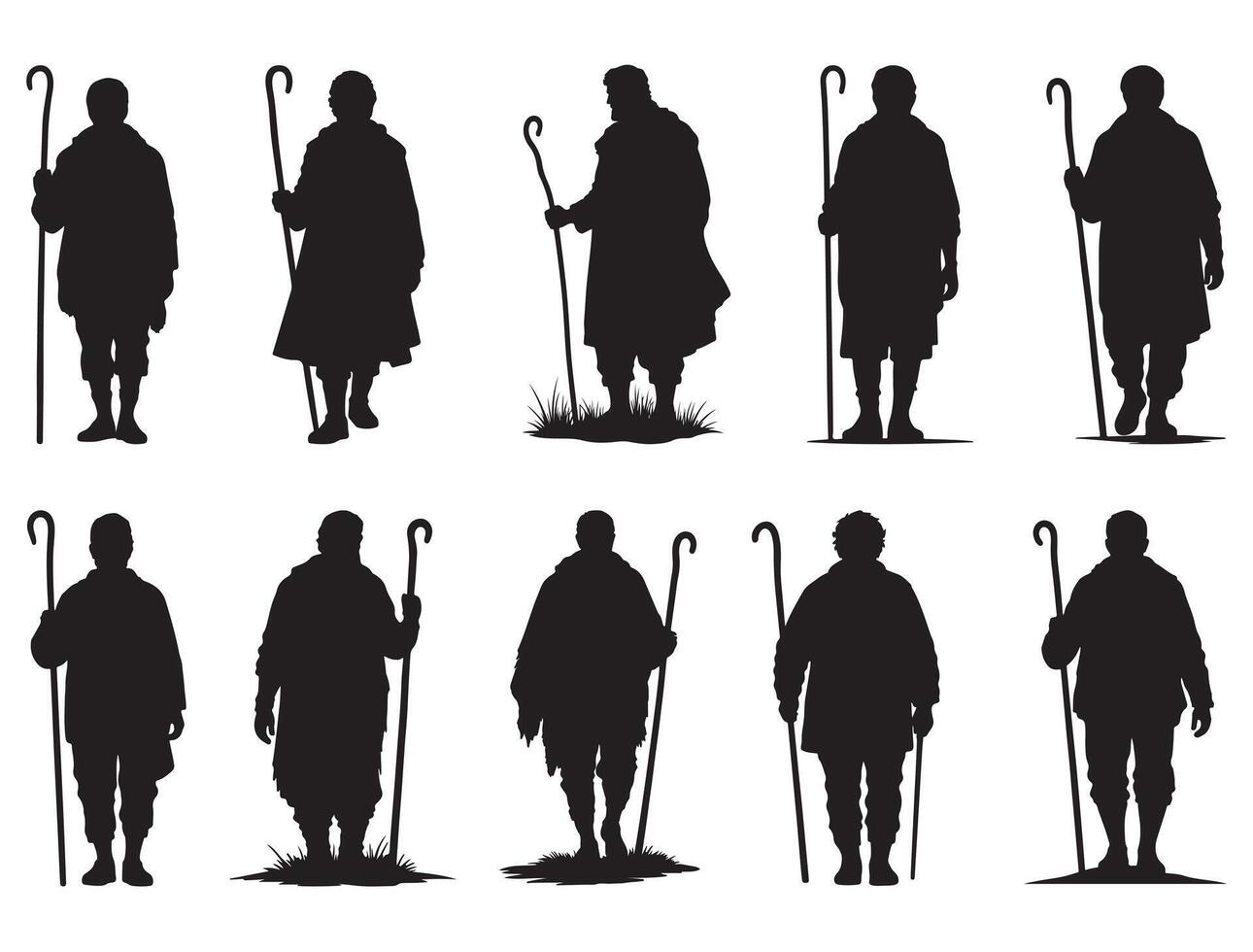 Shepherd silhouette white background vector