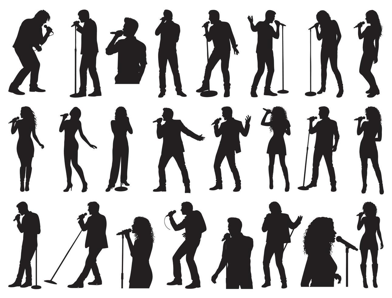 Singers silhouette white background vector