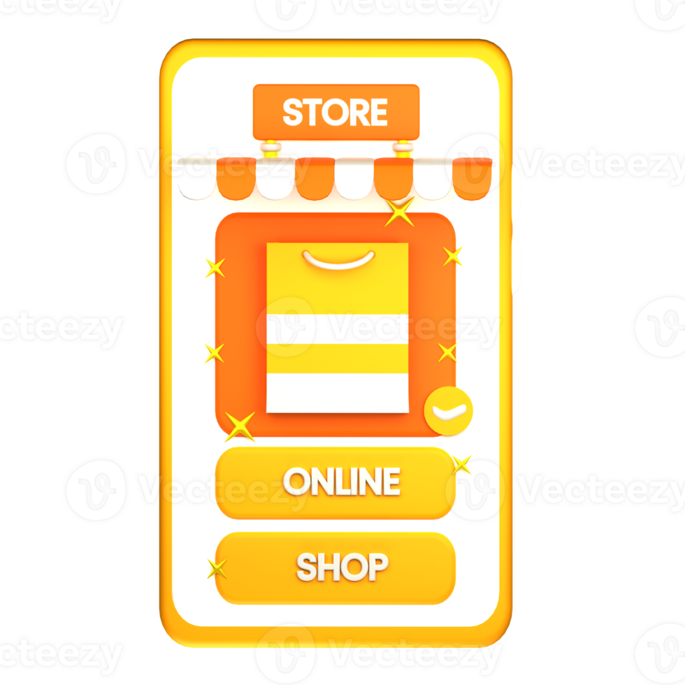 3d illustration mobile store png