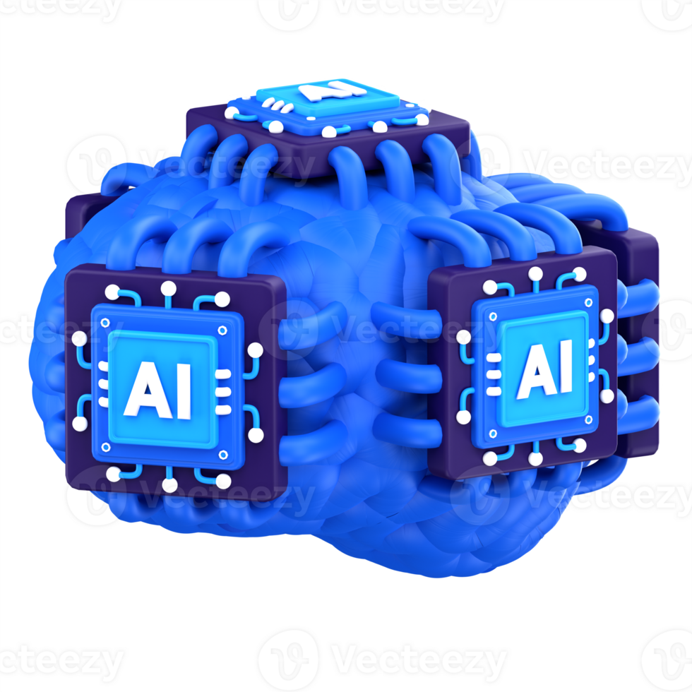 3d illustration AI Brain png