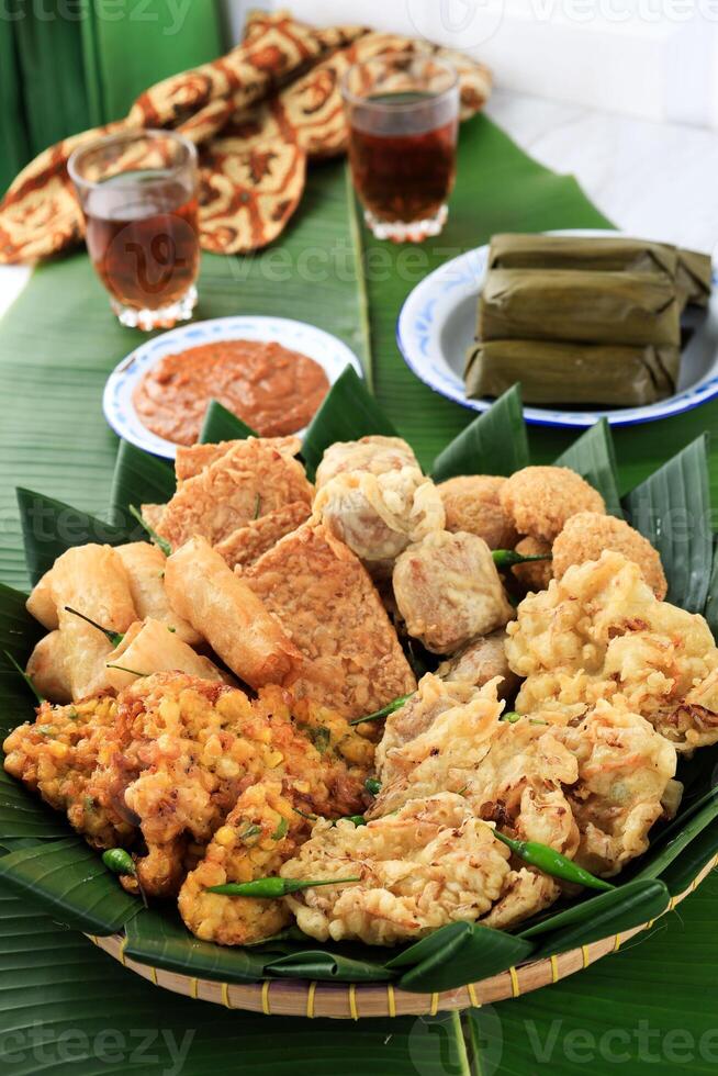 Various Gorengan Tampah Vegetable Fritter photo