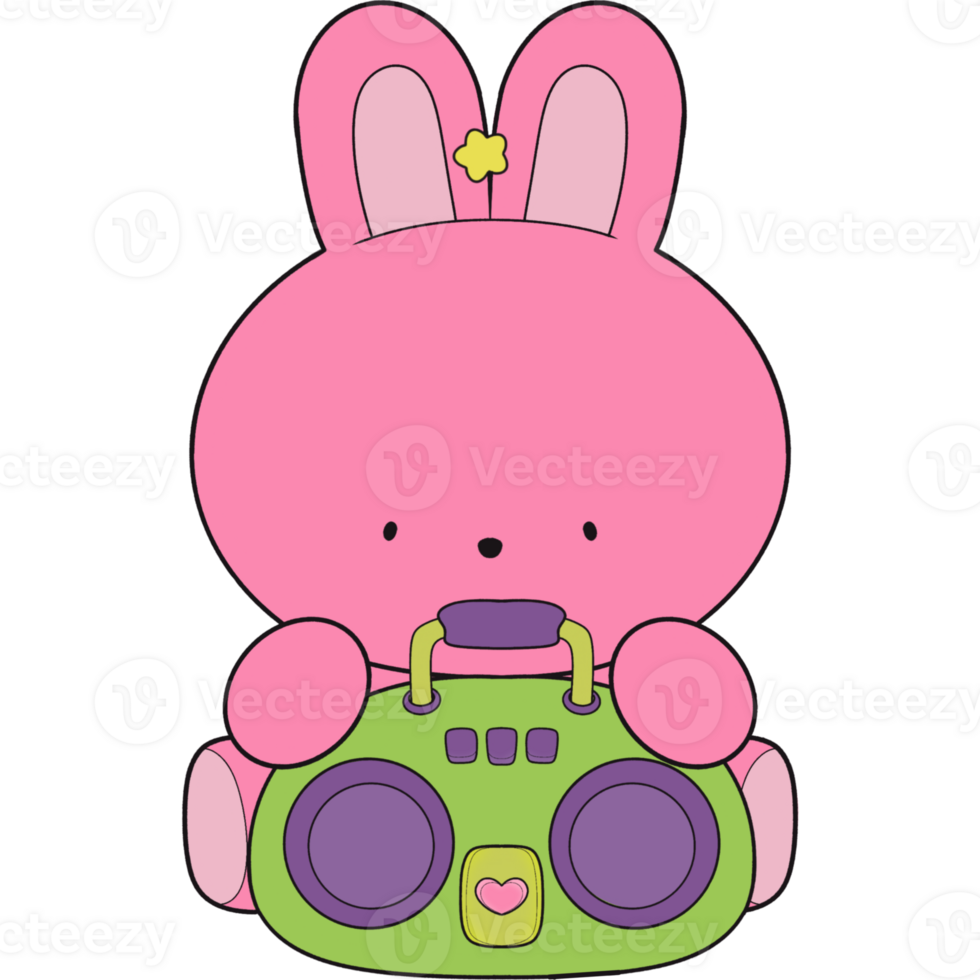 The rabbit with cassettes player png