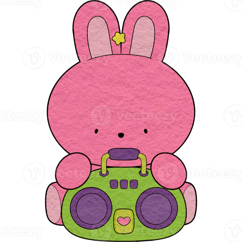 A rabbit with cassettes player png