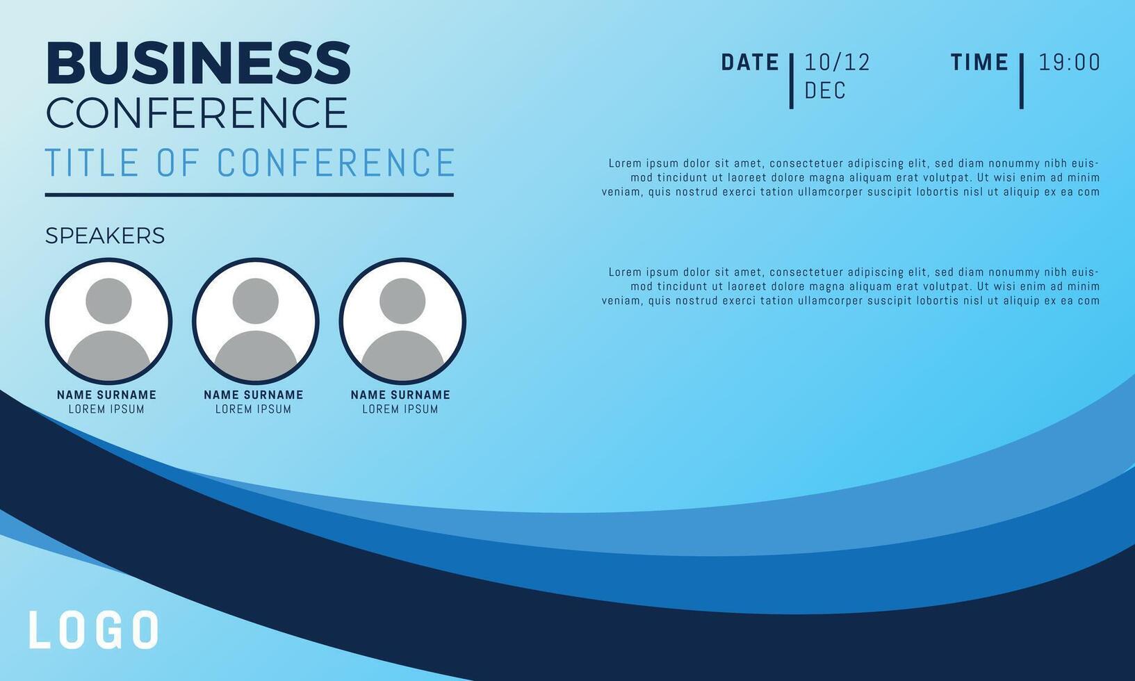 Business conference invite template. Banner live promotion for social media. vector