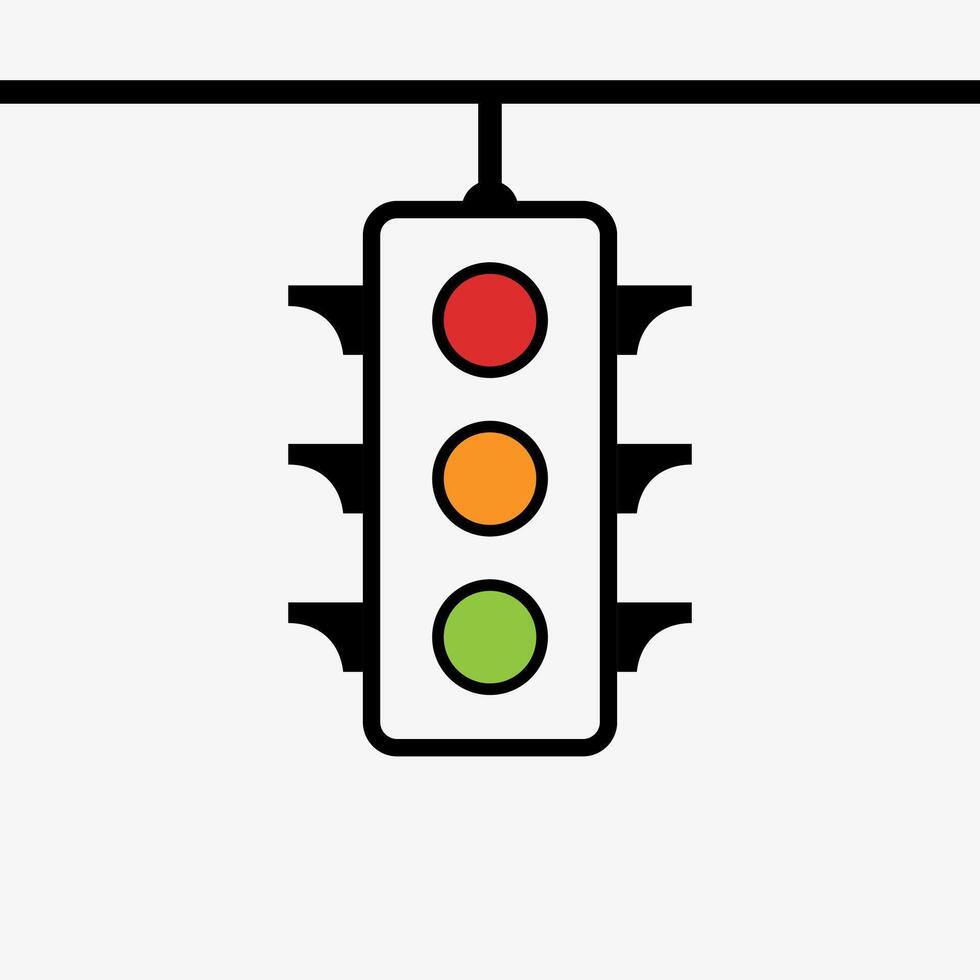 Traffic control light signal with red, yellow and green color flat icon for apps and websites. vector