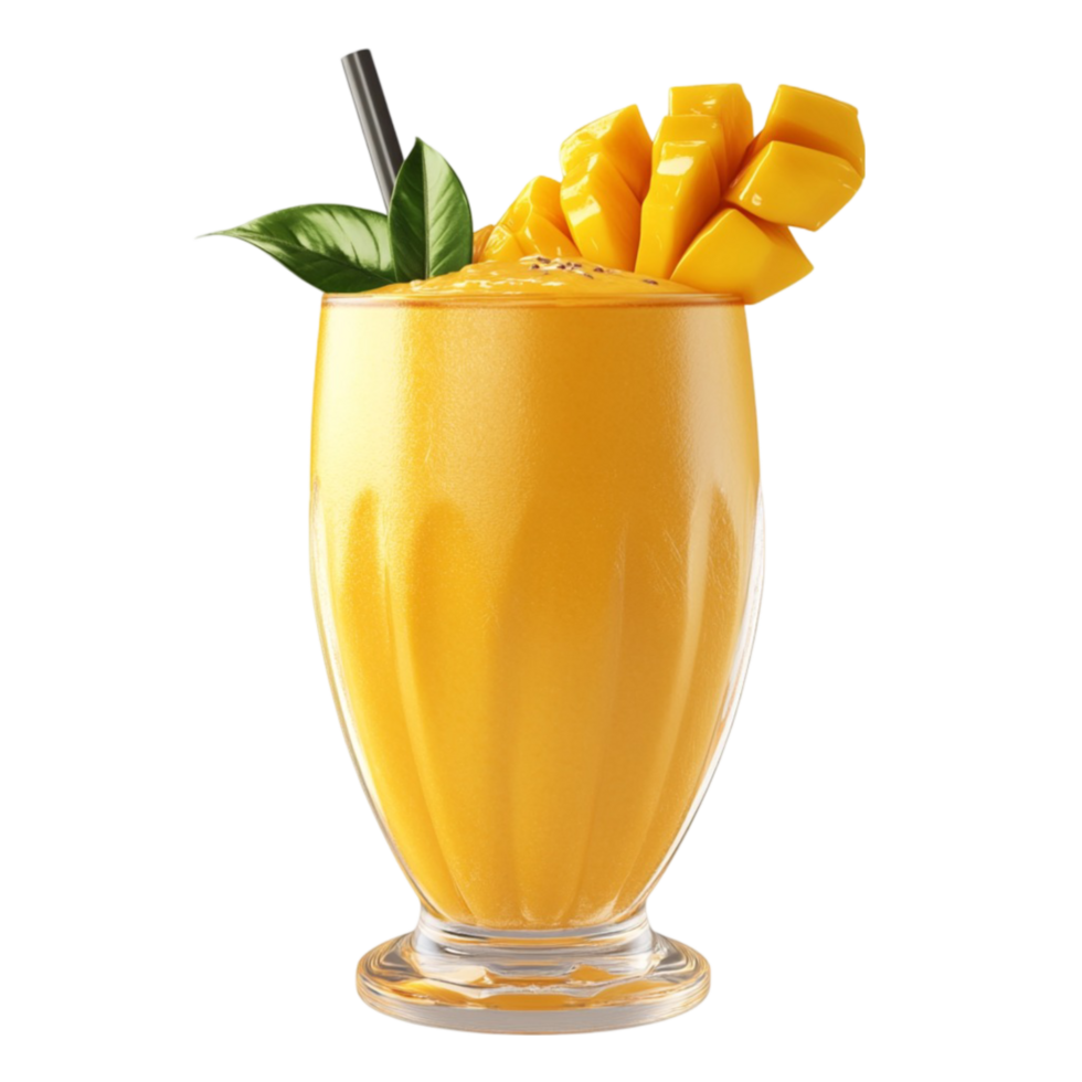 Delicious Fruit Smoothie With Straw and Fruit Slice on Top png