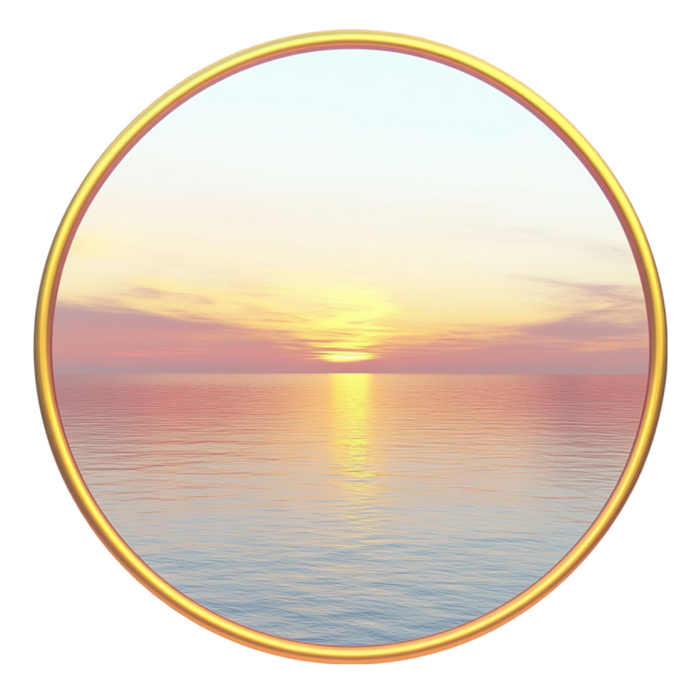 a circle with a sunset on it png
