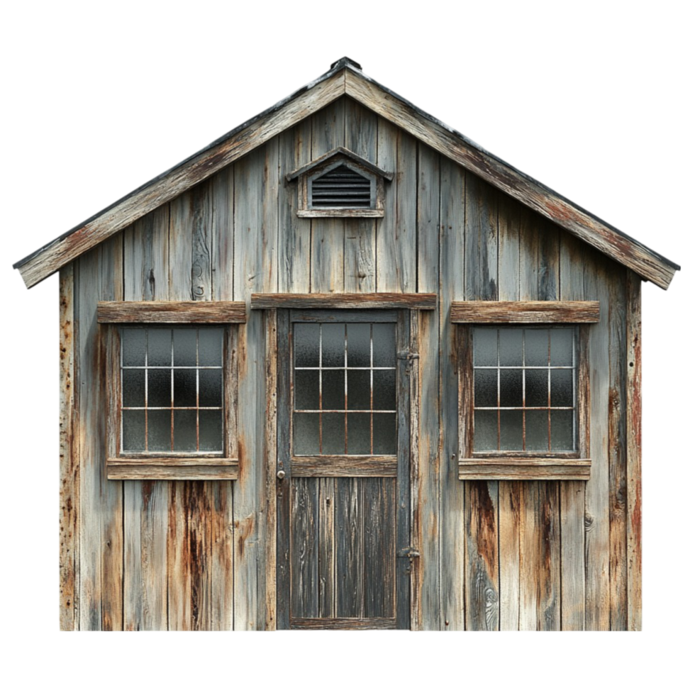 Wooden House with Windows Isolated on Transparent Background png