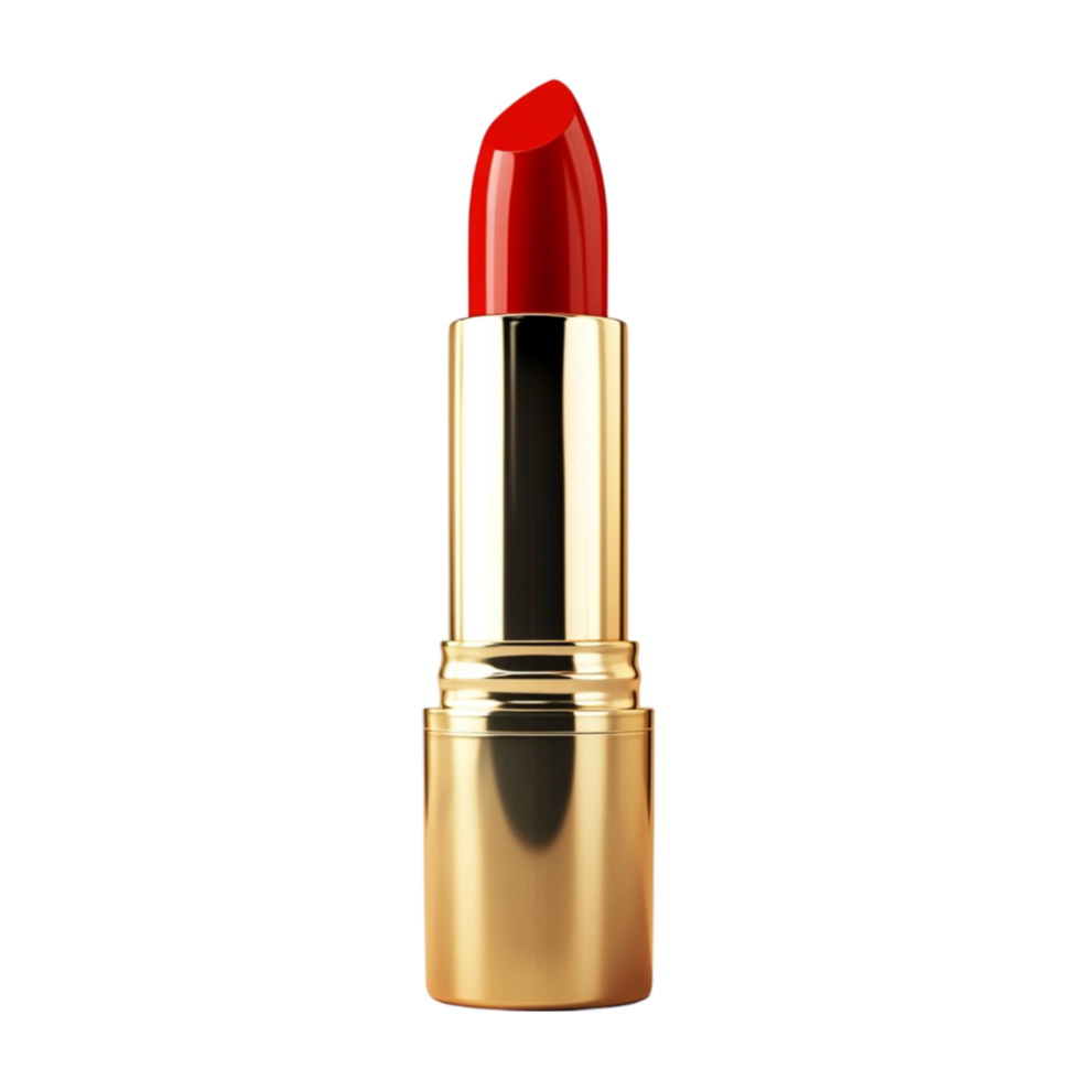 Bold Red Lipstick in Elegant Gold Case png