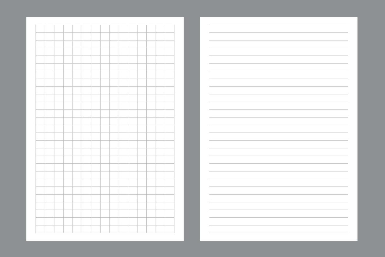 Set of realistic illustration of blank sheets of square and lined paper from a block isolated vector