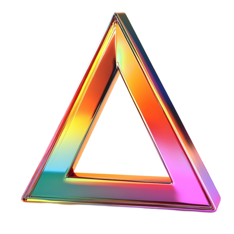Colorful Triangle with Rainbow Hues on Transparent Background Geometric Design Art png
