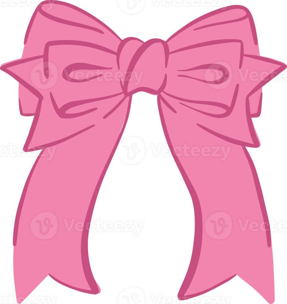 Pink bow. Cute vintage flat design with satin ribbons. Perfect for gifts Valentines cards and decorative collections. Girly coquette fashion hair accessory. png