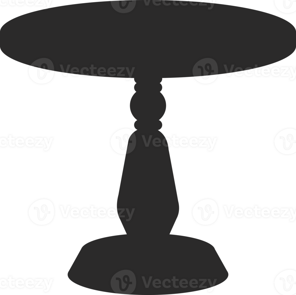 Cake stand silhouette. Tray and platter for desert serving. Flat illustration. Simple black displays for food and pastry. Birthday and wedding decor icon png