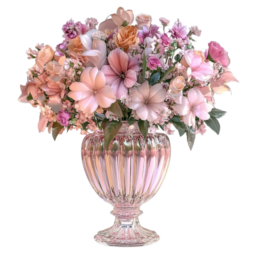 Pink Roses in a Vase Beautiful Floral Design png
