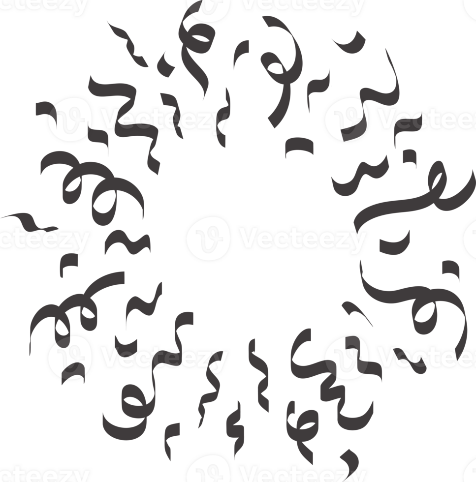 Confetti explosion. Silhouettes of paper ribbons and burst of serpentine. Birthday party and carnival festive elements for design png