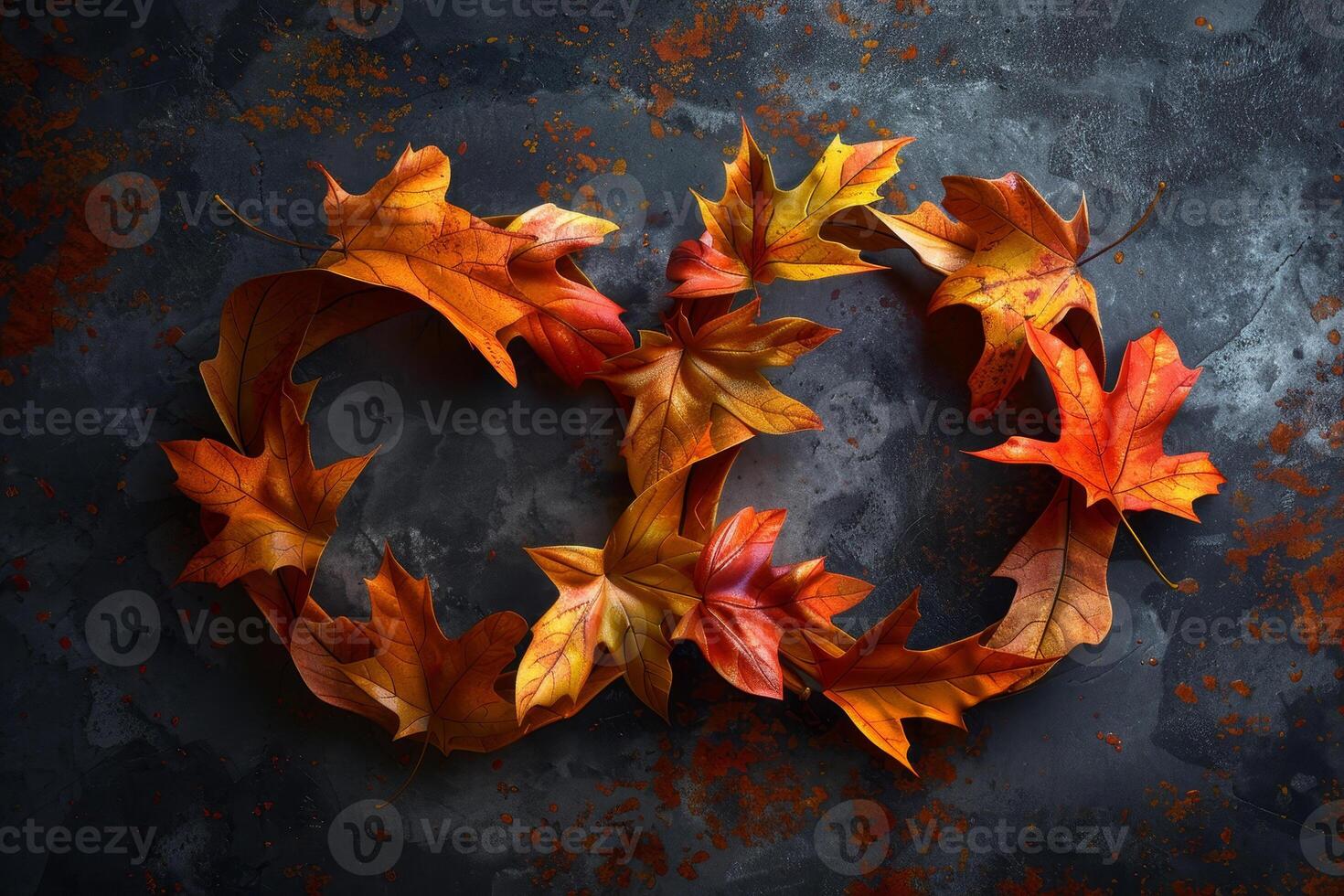 Two leaves are arranged in a circle photo