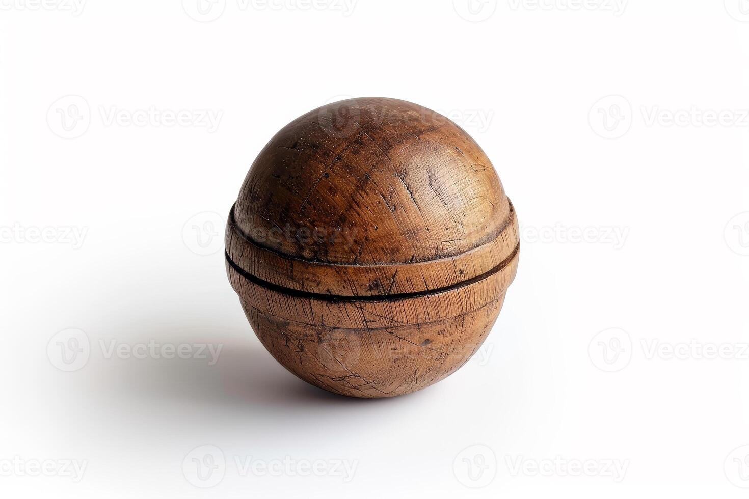 The handcrafted wooden sphere showcases fine craftsmanship with a smooth finish and subtle engraving, sitting elegantly against a plain white backdrop that highlights its natural beauty photo