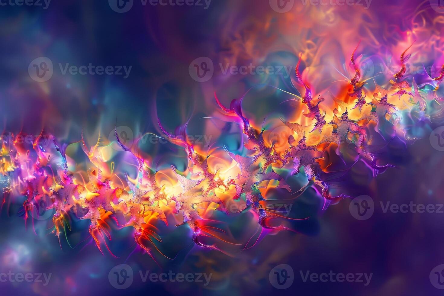 The composition showcases a stunning array of colorful swirls and patterns, resembling a cosmic scene filled with energy and vibrancy, evoking a sense of wonder photo
